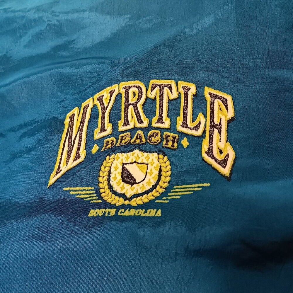 Surf Style Windbreaker Jacket 1 Size Myrtle Beach Chevy Pickup Blue Vintage Zip - Picture 4 of 14